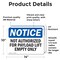 Signmission Not Authorized For Payload Lift Empty Only, 14 in W x Rectangle, Vinyl Decal OS-2PACK-NS-D-1014-L-15176 - alternate 3